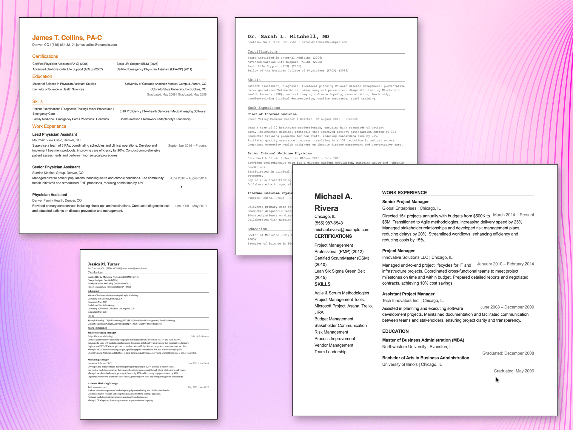 ApplyPro example template previews